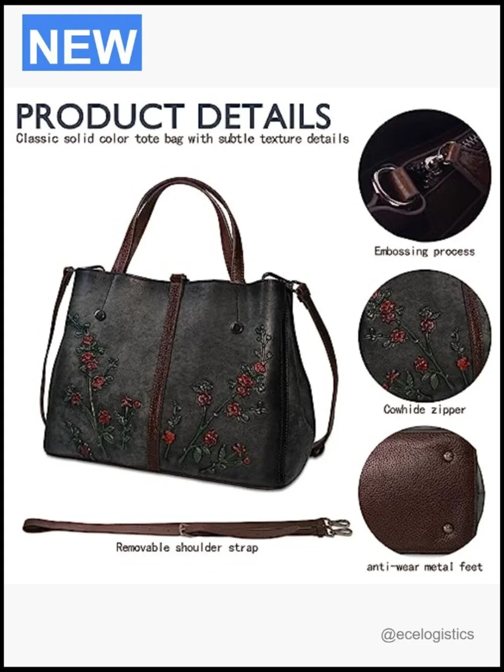 Genuine Leather Embossed Hobo Satchel Top Handle Crossbody Bag Handmade Vintage